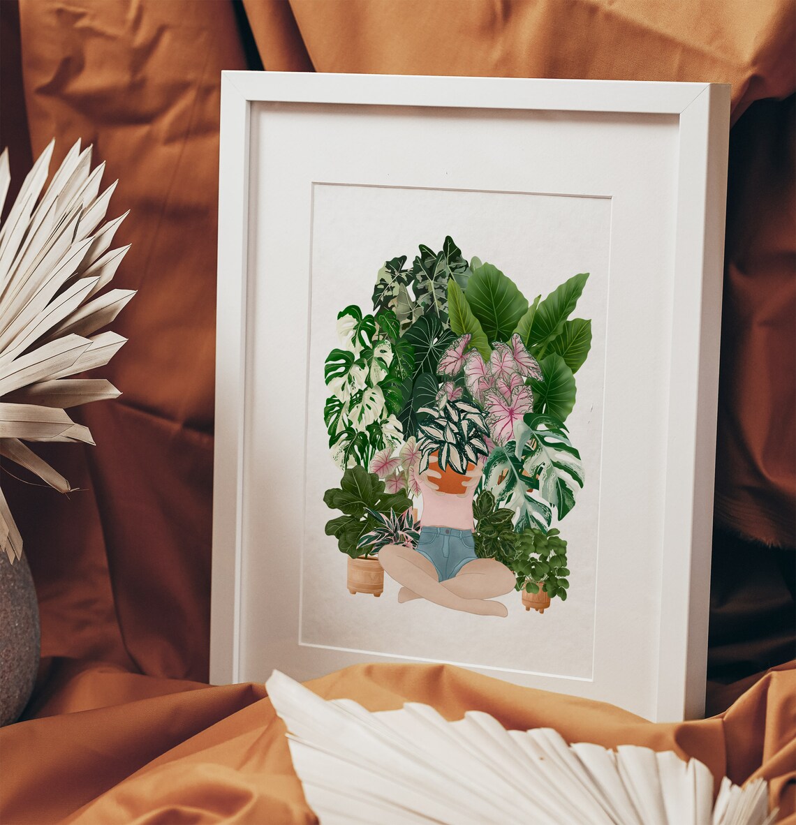 Girl Holding Plant Pot Above Head Fun Crazy Plant Lady Poster - Image 2