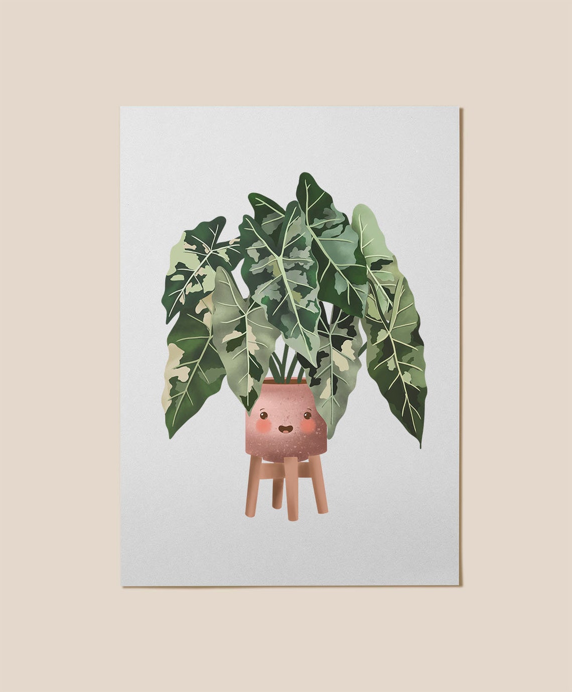 Variegated Philodendron Burle Marxii Cute Kawaii Plant Poster - Image 3