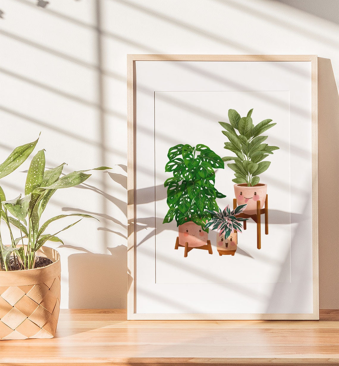 Monstera Adansonii Fig And Calathea Smiling Happy Trio Poster