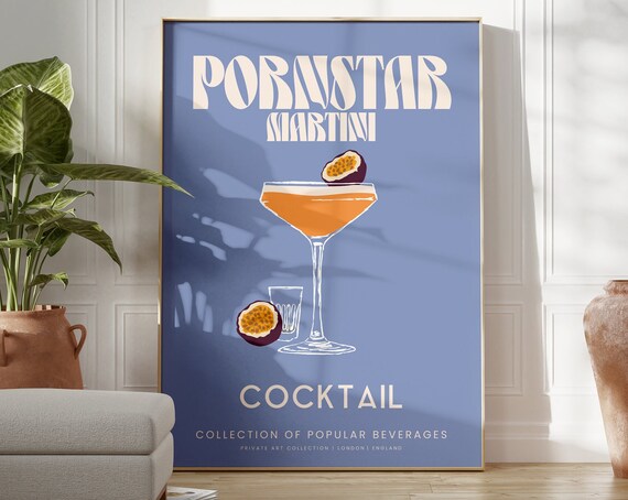 Pornstar Martini Cocktail Passion Fruit Vintage Style Bar Poster