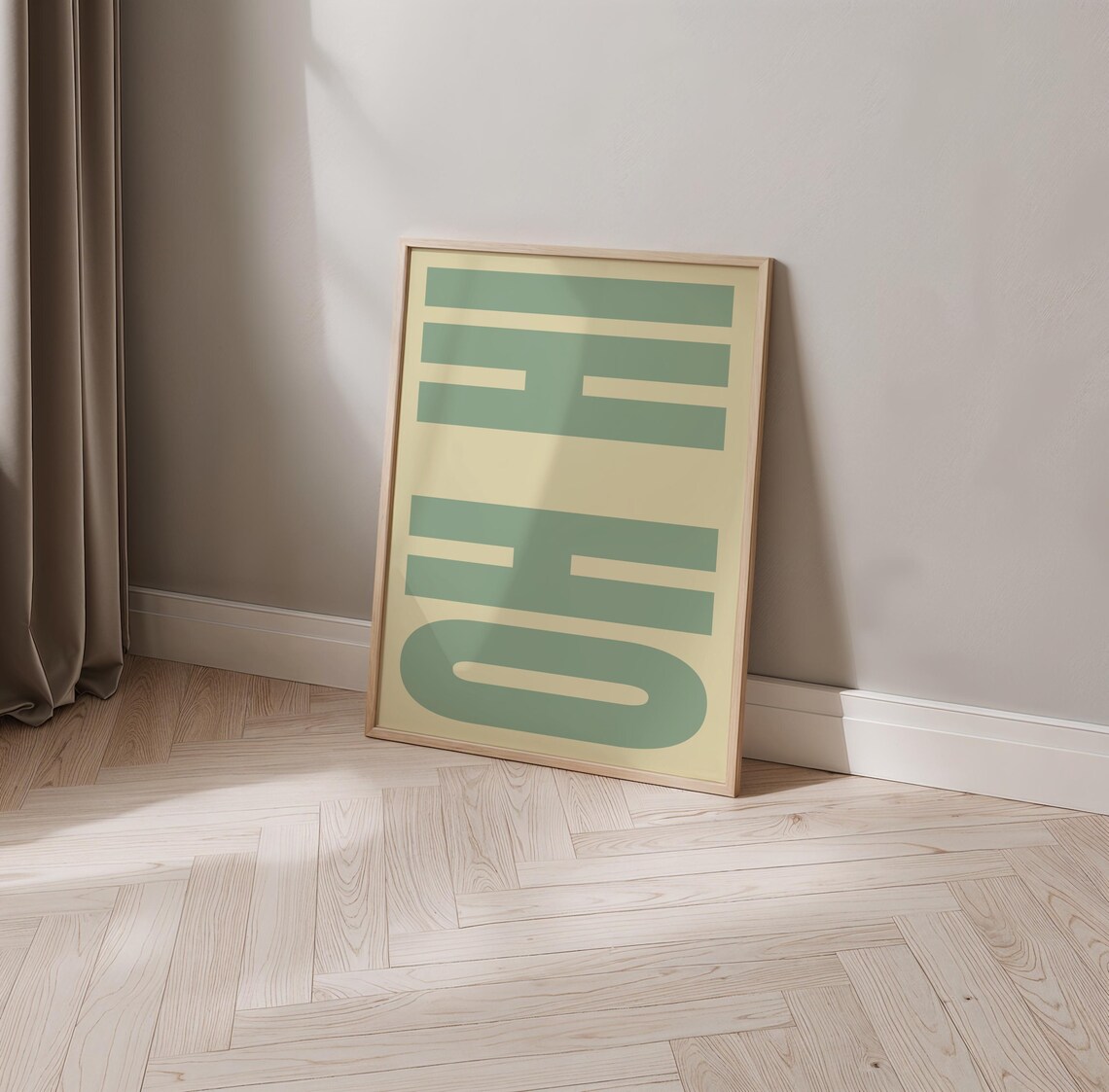 Oh Hi Poster Sage Green Bold Block Letters Cream Entryway Decor