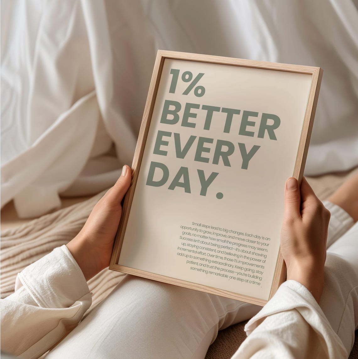 Better Every Day Motivational Poster, Sage Green Beige - Image 3