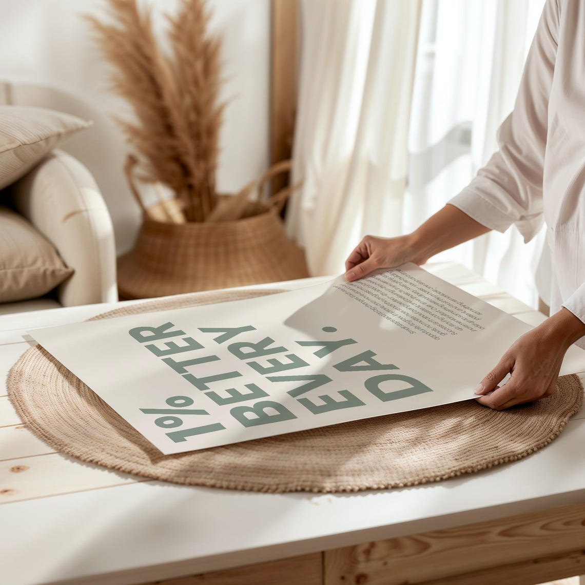 Better Every Day Motivational Poster, Sage Green Beige - Image 2