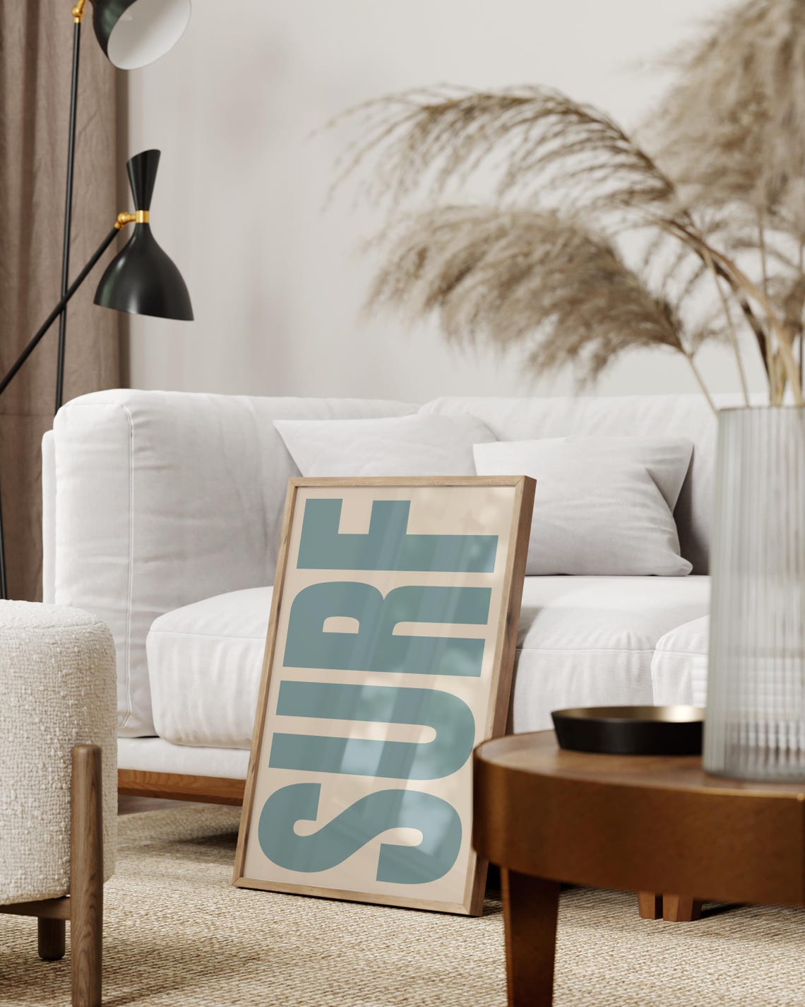 Surf Poster Beige Neutral Prints Blue Typography Art Print - Image 3