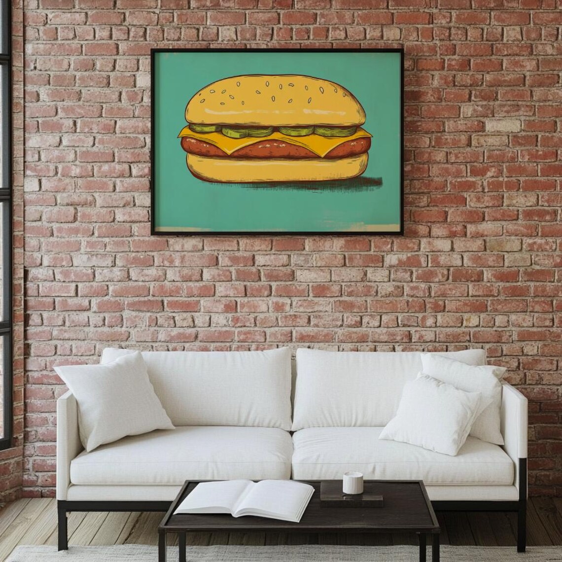 Retro Hamburger Vintage Food Art Kitchen Poster - Image 5