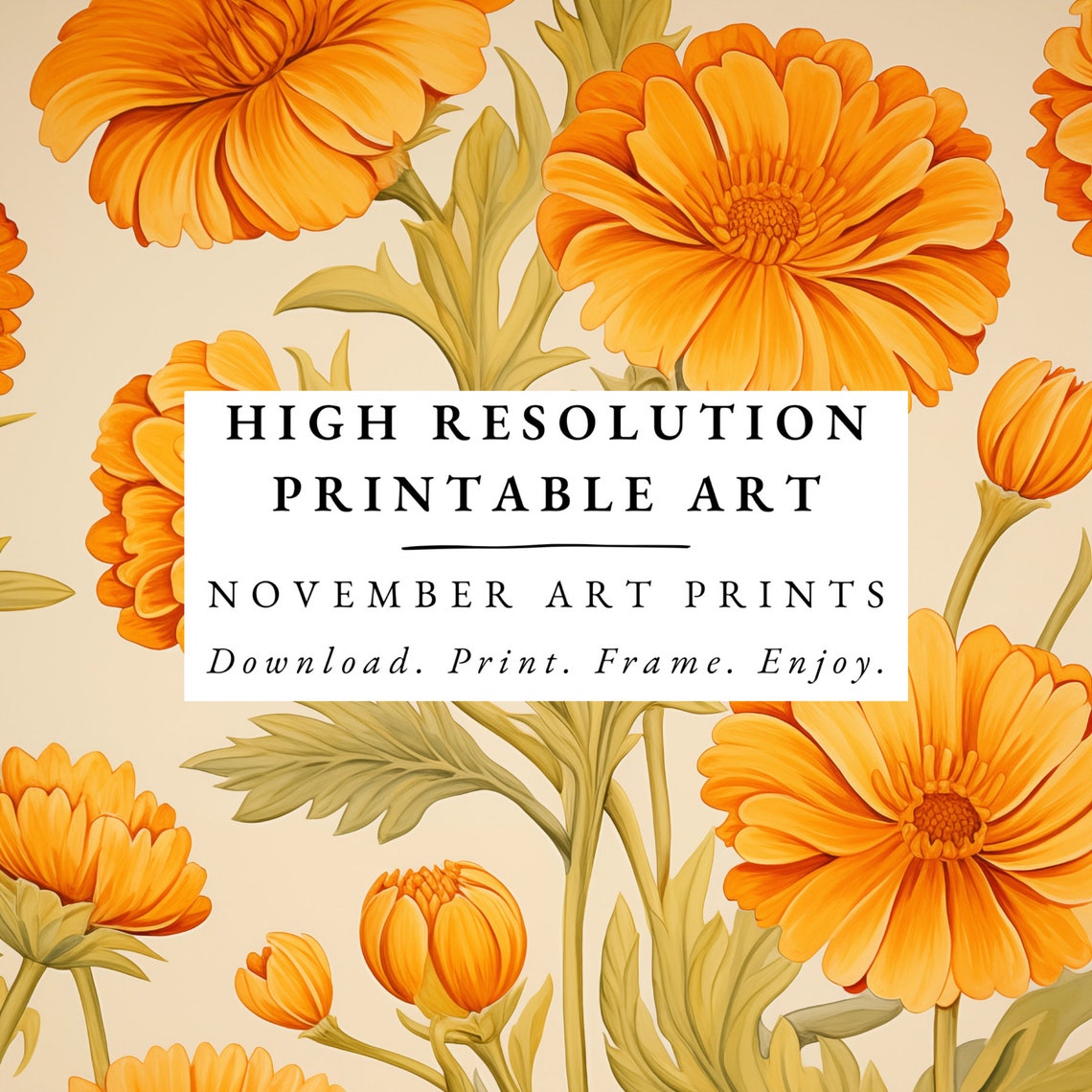 Vintage Marigold Art Print, Botanical Floral Decor - Image 4