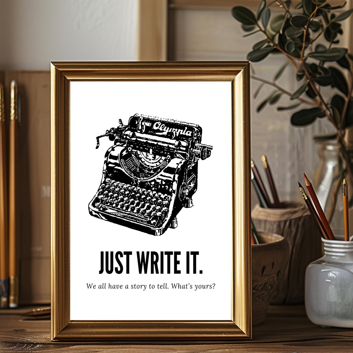 Just Write It Olympia Typewriter Motivational Quote Wall Art - Image 4