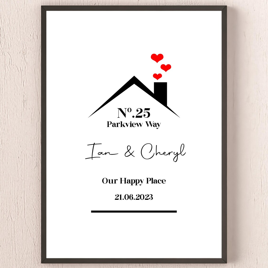 Personalized House Our Happy Place New Home Address Poster Gift