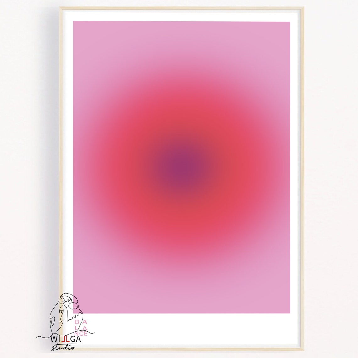 Pink Aura Balance Gradient Abstract Poster for Calm Modern Decor