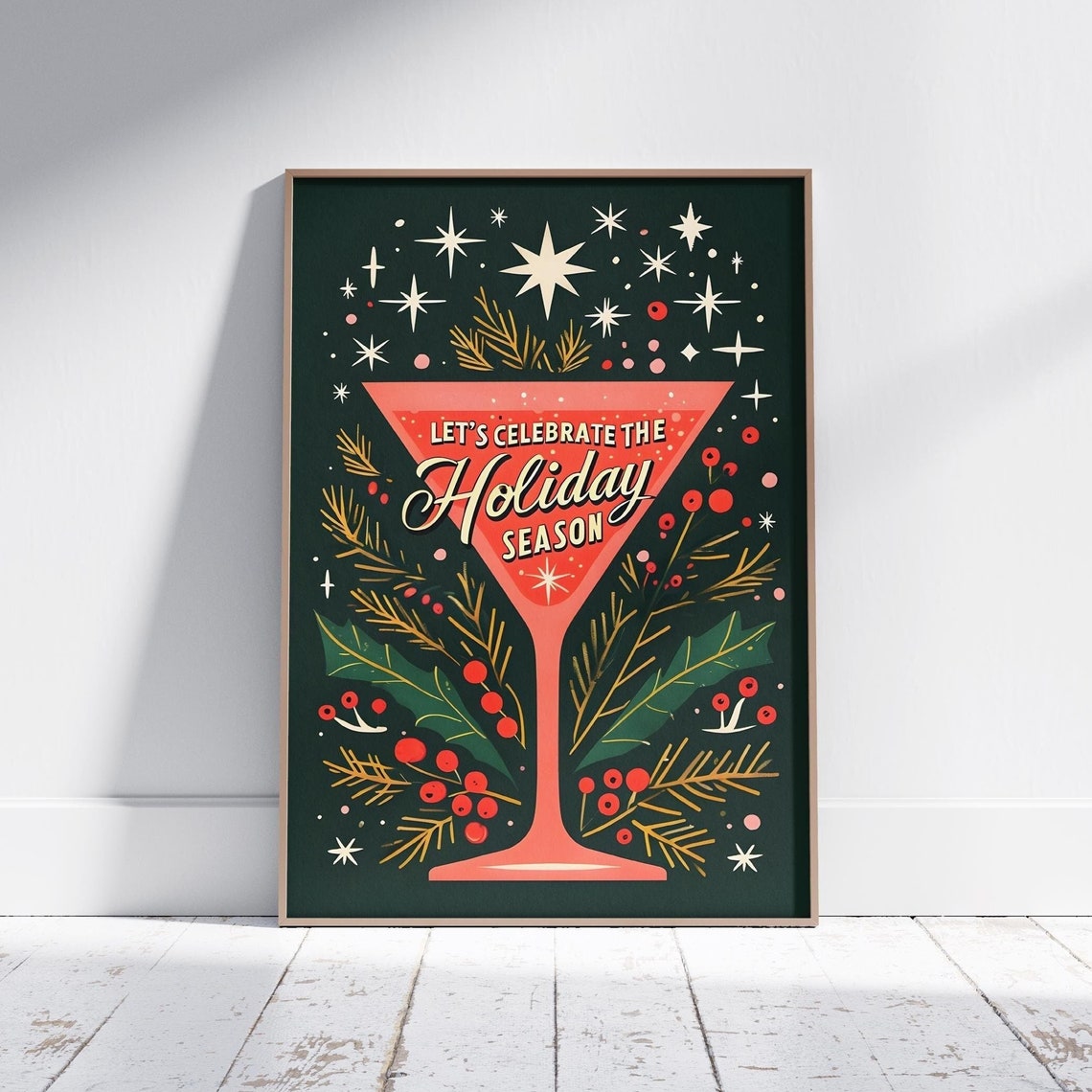 Holiday Print Lets Celebrate The Season Christmas Wall Art Decor