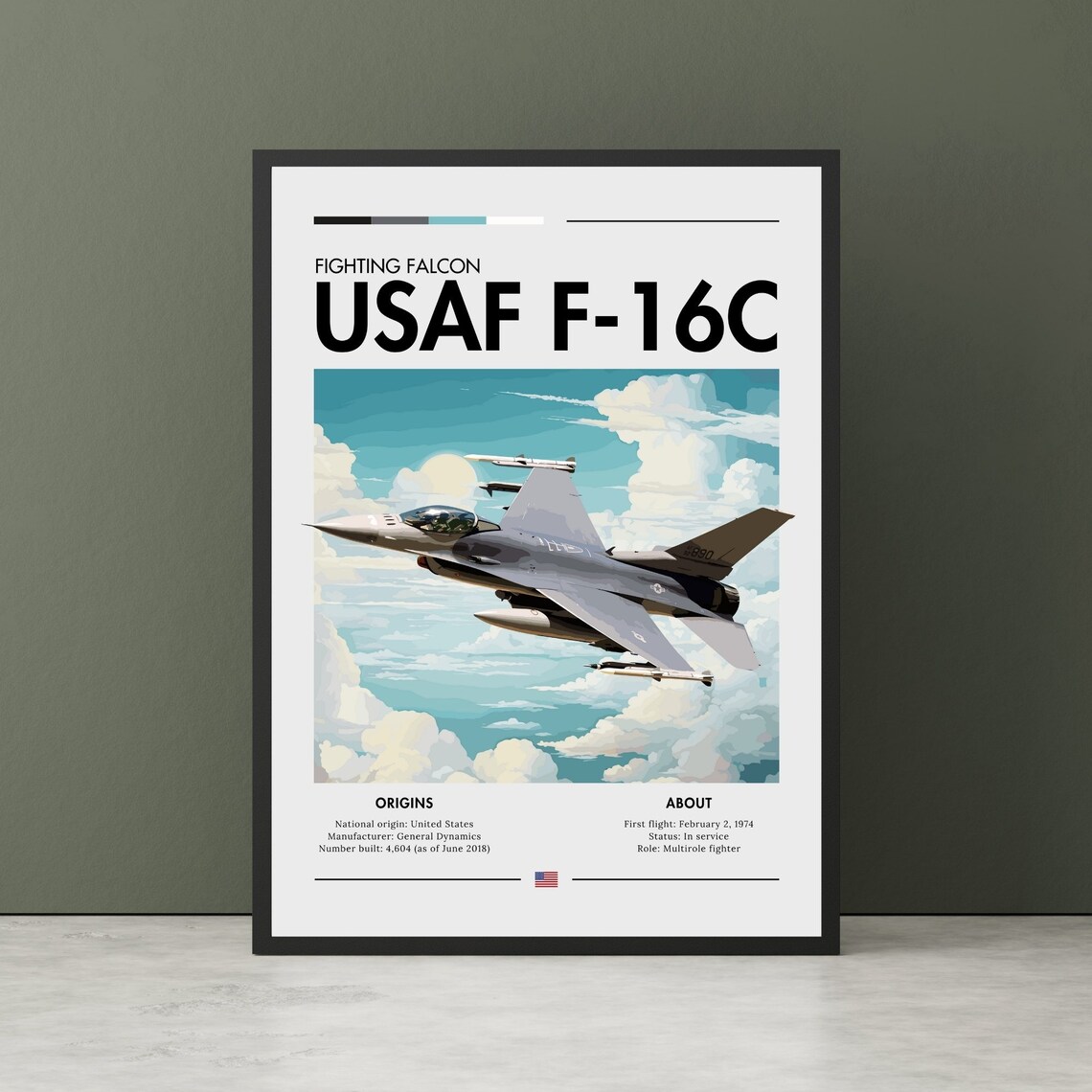 USAF F-16C Fighting Falcon Aviation Art Print