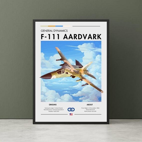 General Dynamics F-111 Aardvark Swing-Wing Jet Aviation Poster