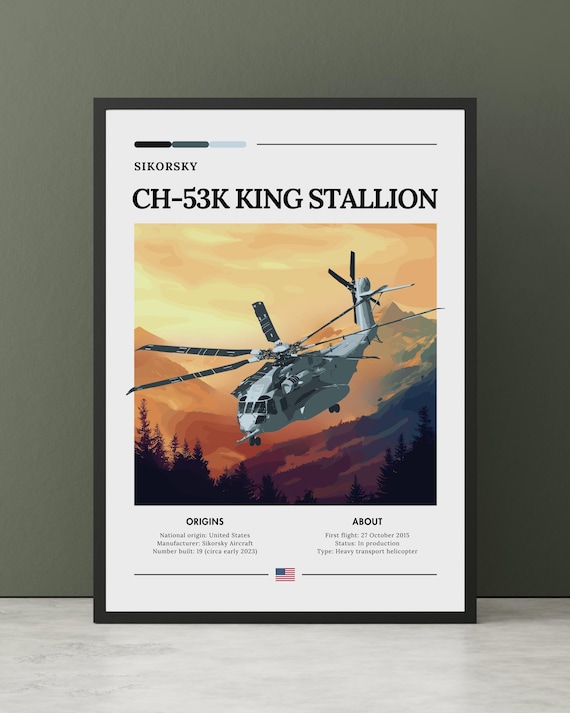 Sikorsky CH-53K King Stallion Heavy Helicopter Aviation Poster