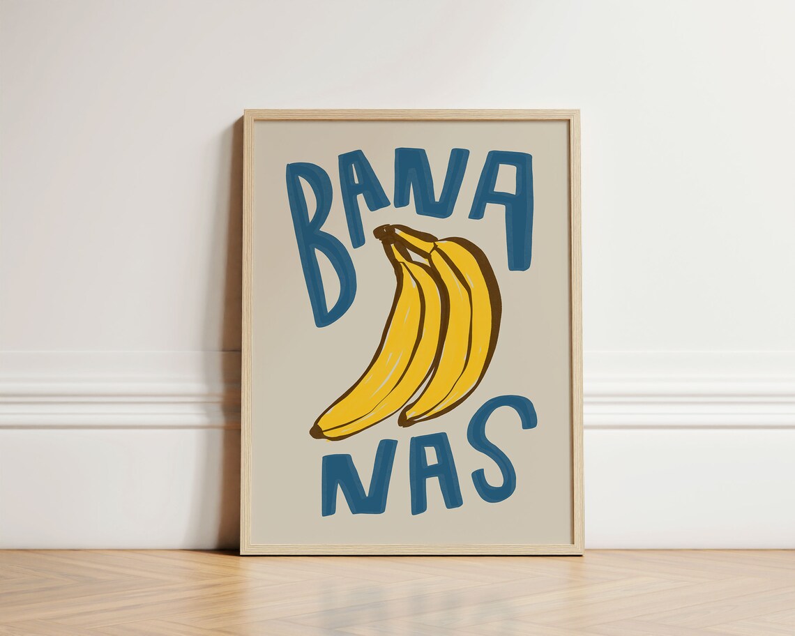 Banana Print Retro Fruit Poster, Kitchen Decor