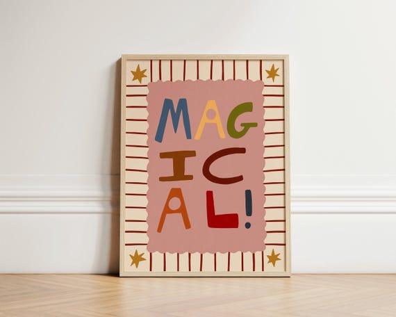 Magical Print Colourful Nursery Toddler Bedroom Illustration Wall Art Eclectic Play Room Unframed