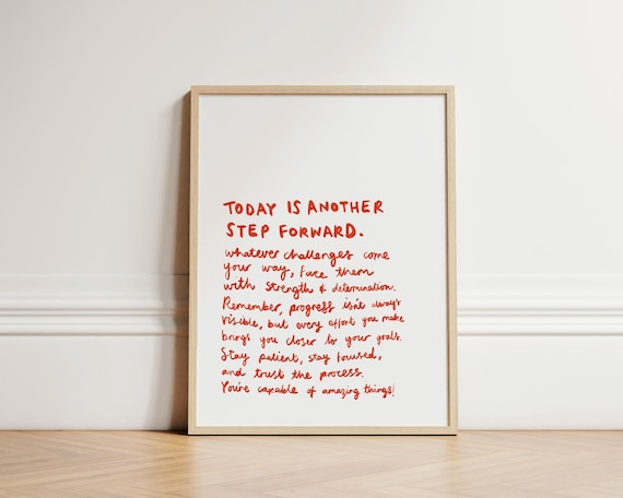 Today Is Another Step Forward Positive Affirmation Quote Wall Art