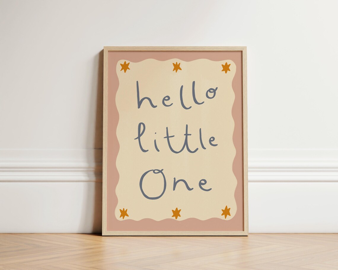 Hello Little One Boho Nursery Bedroom Art Print