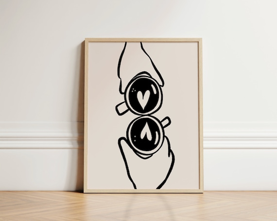 Trendy Cafe Poster, Ink-Bleed Coffee Art Print