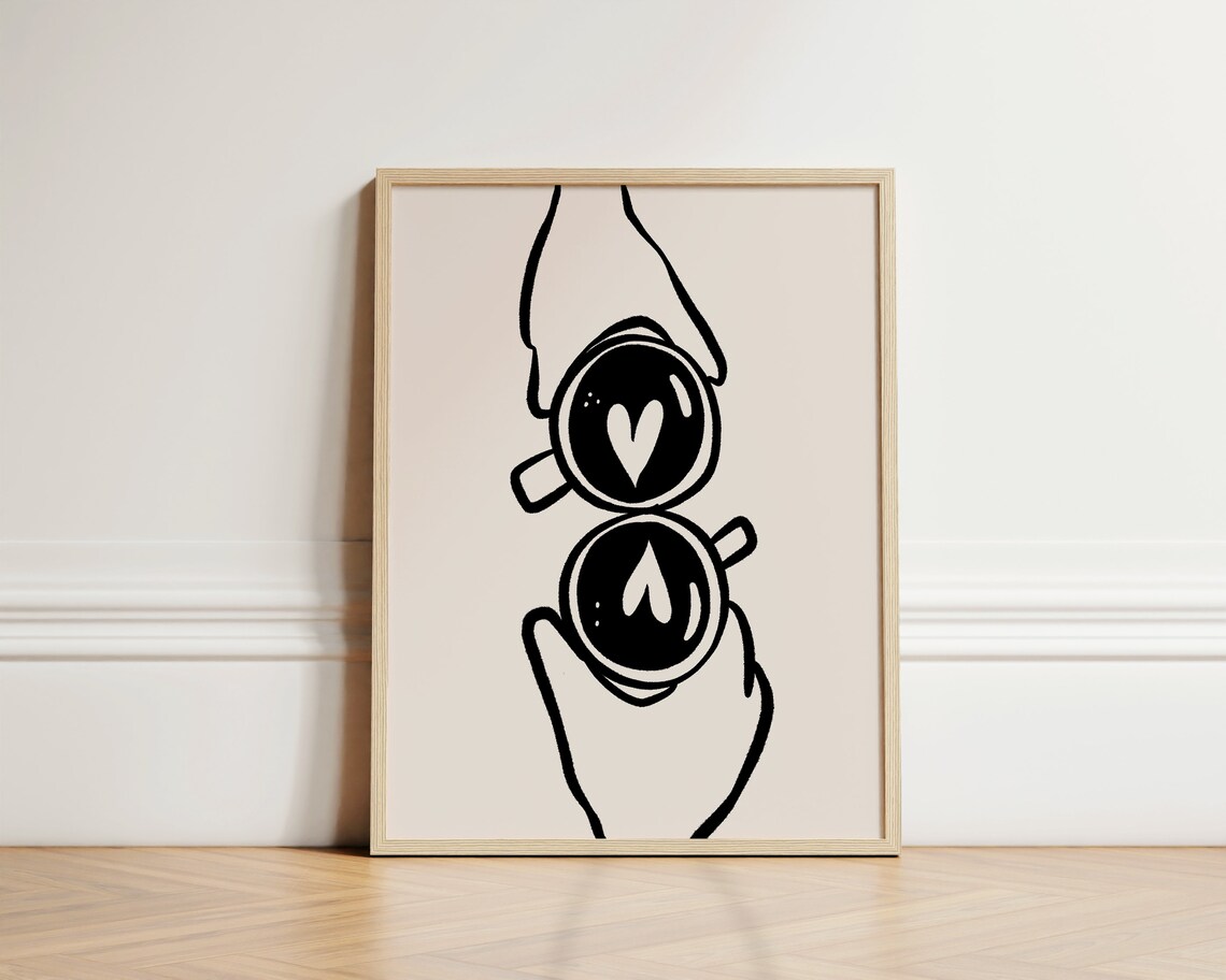Trendy Cafe Poster, Ink-Bleed Coffee Art Print
