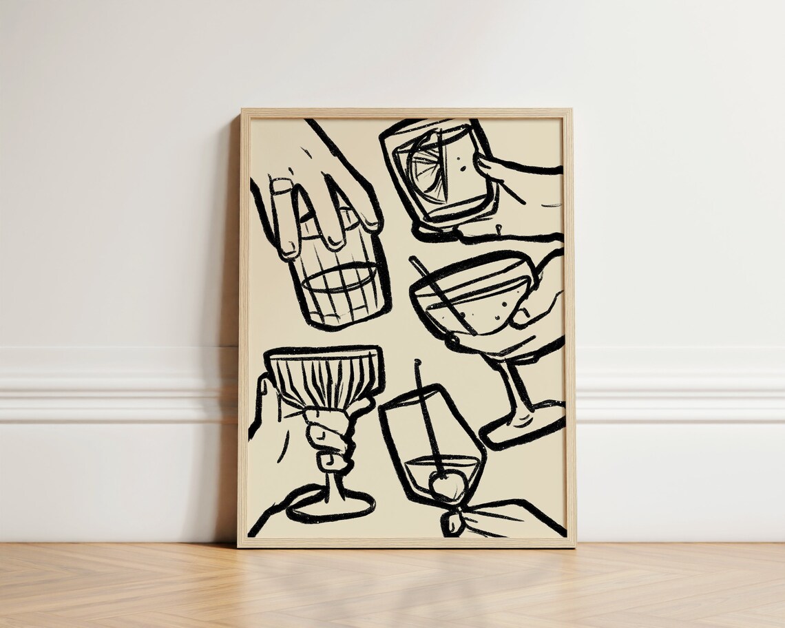 Cheer Glasses Retro Cocktail Poster Art Print