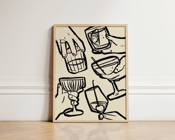 Cheer Glasses Retro Cocktail Poster Art Print