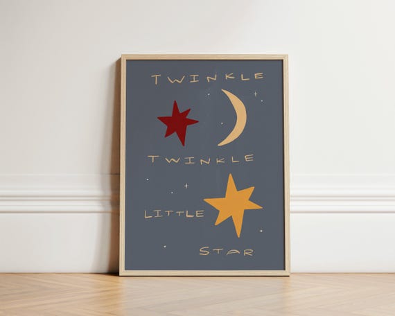 Twinkle Little Star Moon And Stars Nursery Art Print
