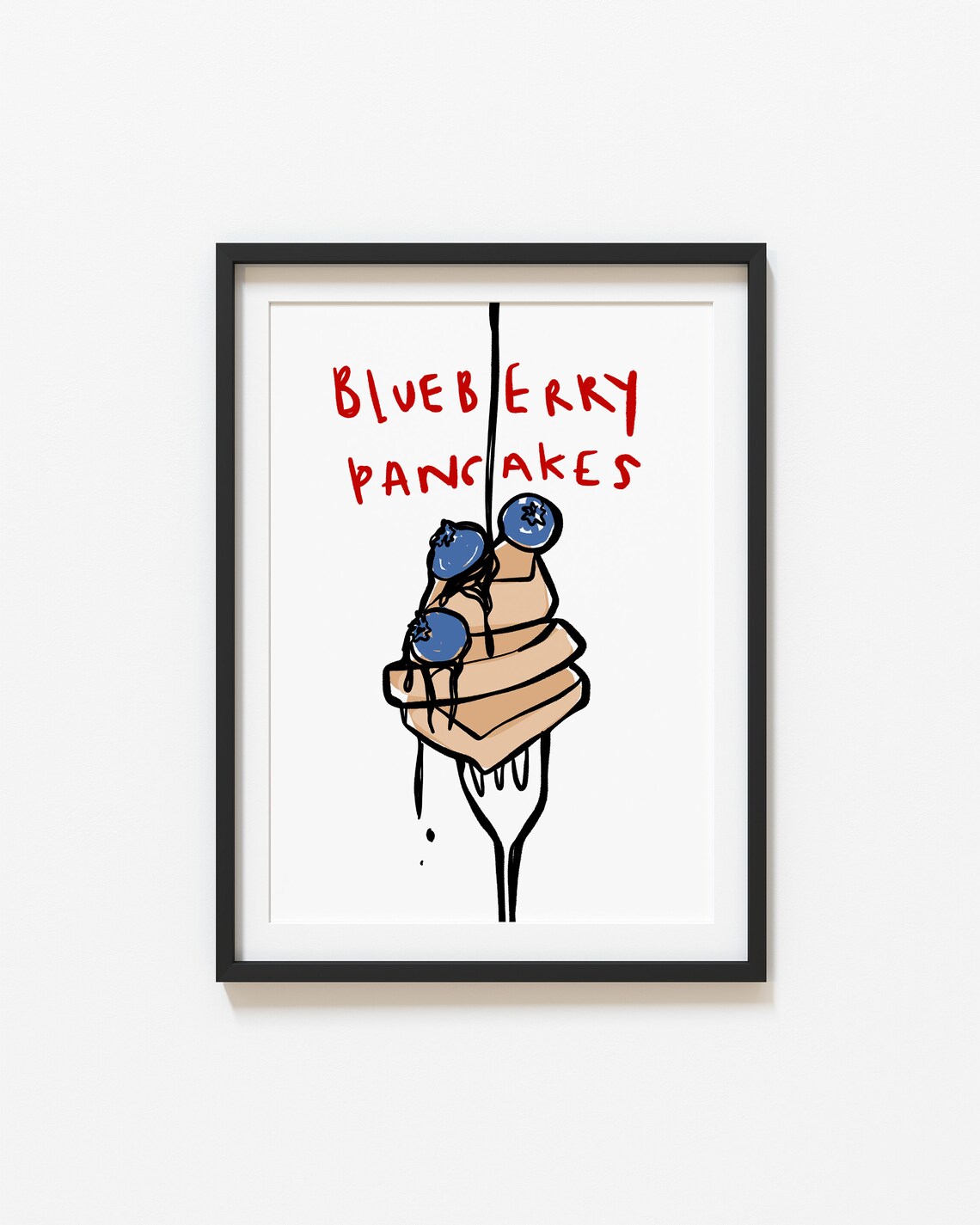 Blueberry Pancakes Retro Kitchen Art Print