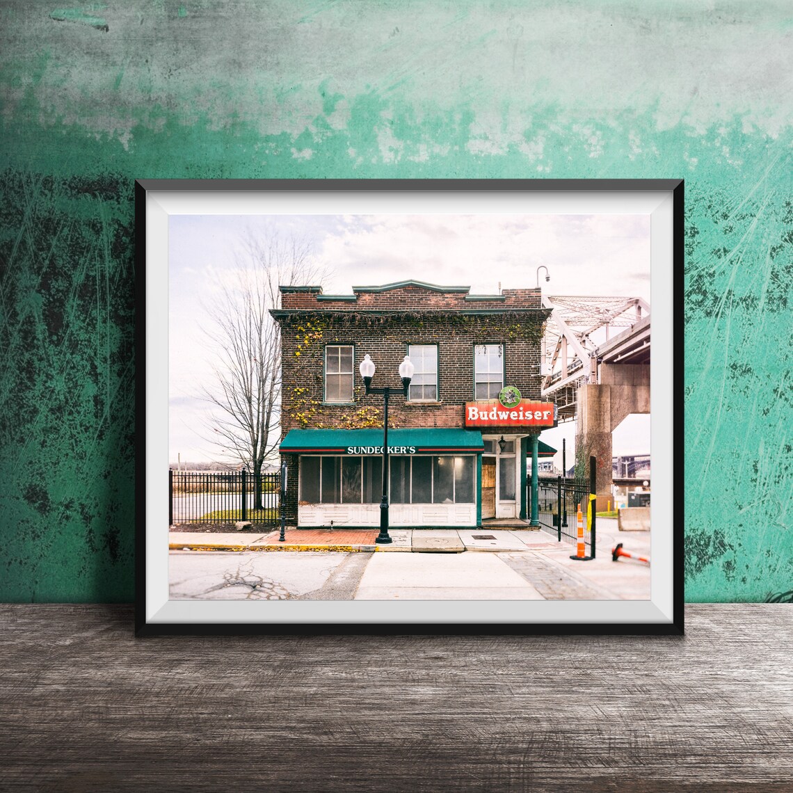 Sundecker's Tavern Brick Building Budweiser Sign Photography Poster