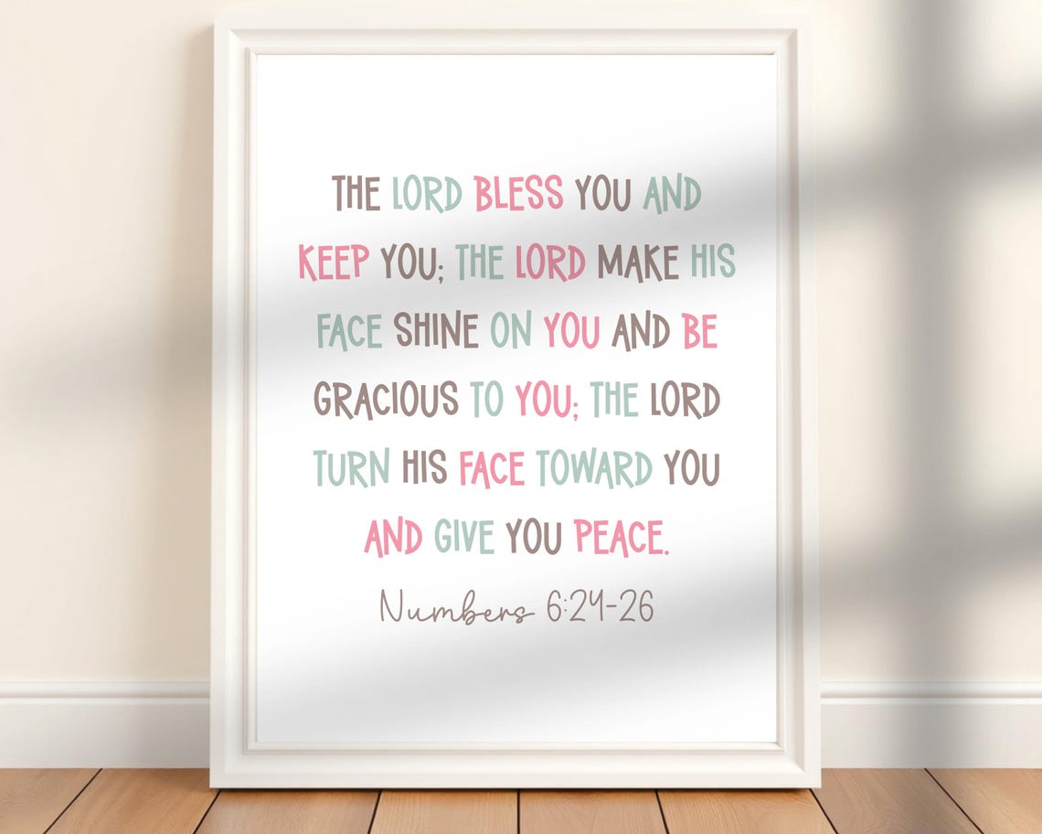 Numbers 62426 Blessing Print Christian Wall Art Bible Verse Decor Scripture Artwork Religious Gift Nursery