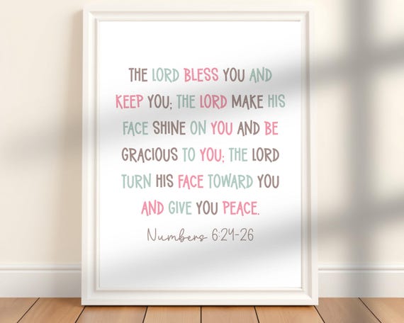 Numbers 62426 Blessing Print Christian Wall Art Bible Verse Decor Scripture Artwork Religious Gift Nursery