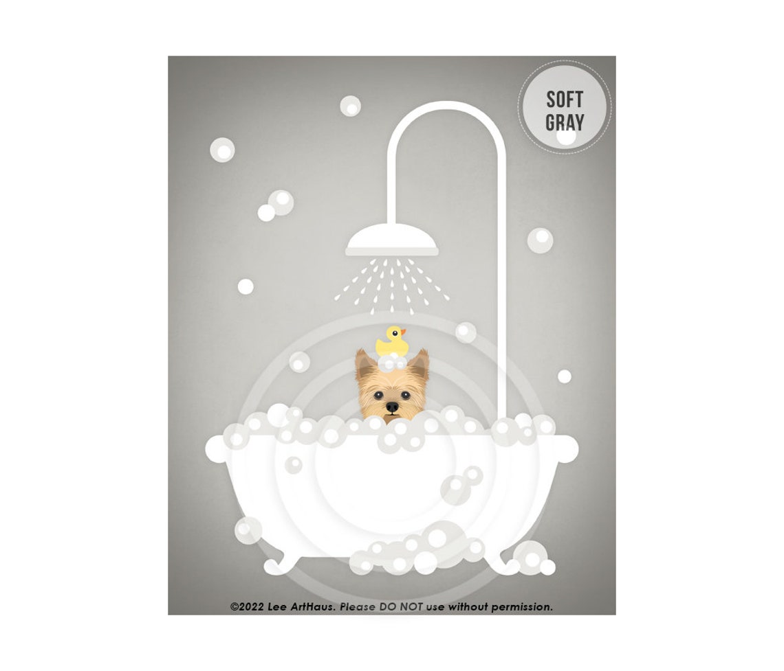 Yorkshire Terrier Bubble Bath Clawfoot Tub Rubber Duck Wall Art - Image 3