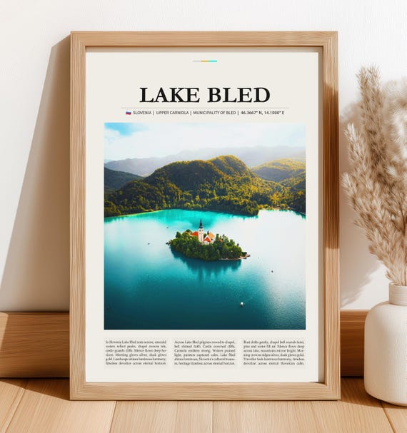 Lake Bled Slovenia Travel Poster Vintage Wall Art Print Decor Gallery Artwork Gift