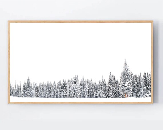 Snowy Winter Forest Treeline Minimalist White Christmas Landscape Poster