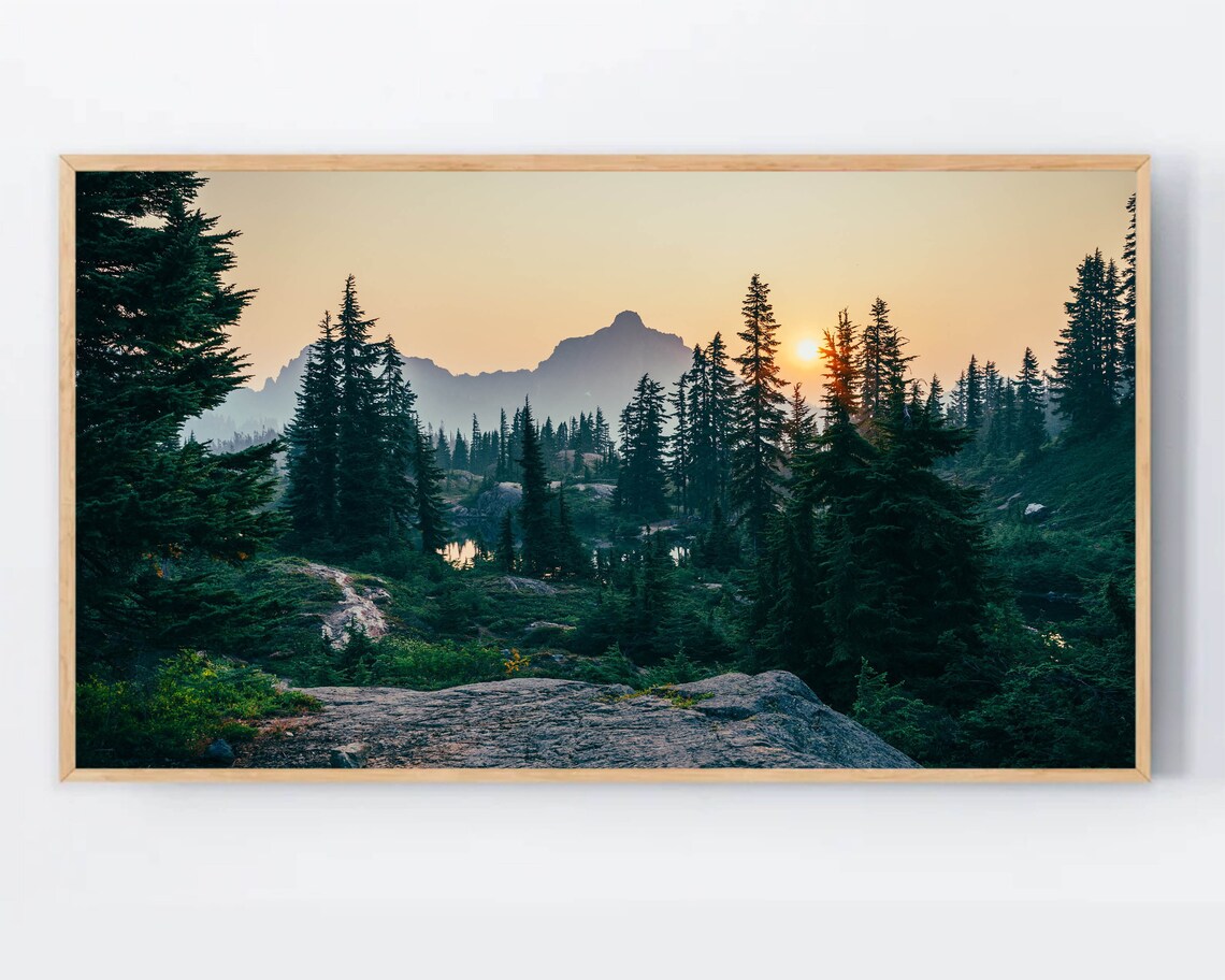 Misty Mountain Forest Sunrise Nature Photography Landscape Poster