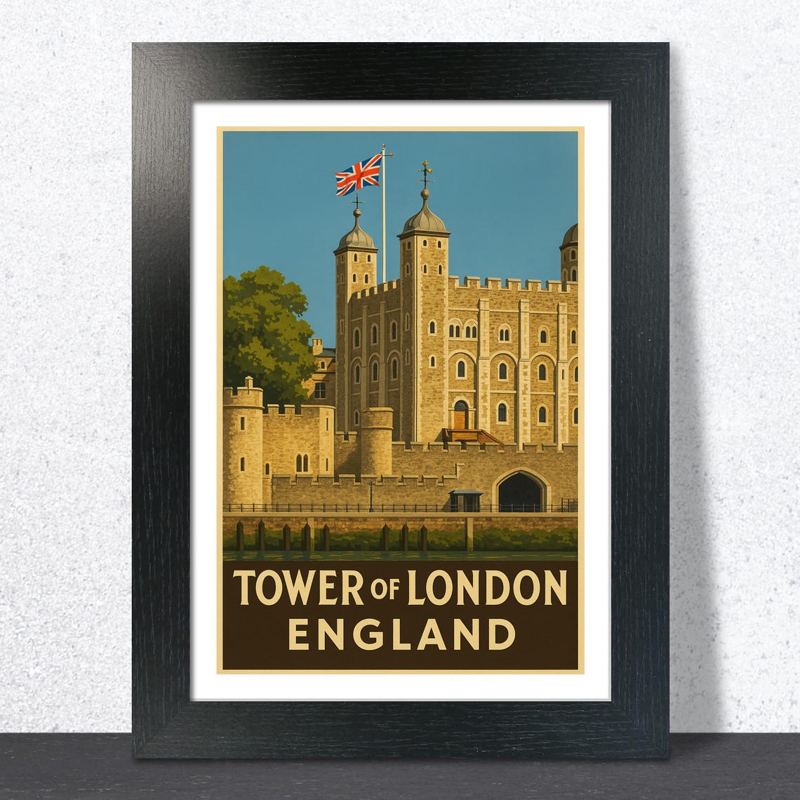 Tower Of London Beneath The Union Jack Vintage England Poster