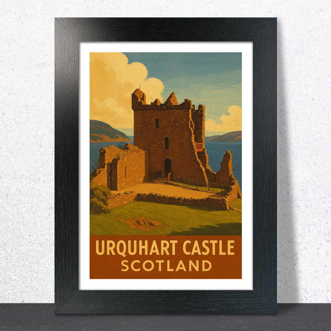 Urquhart Castle Tower Ruins Close Up Vintage Scotland Poster