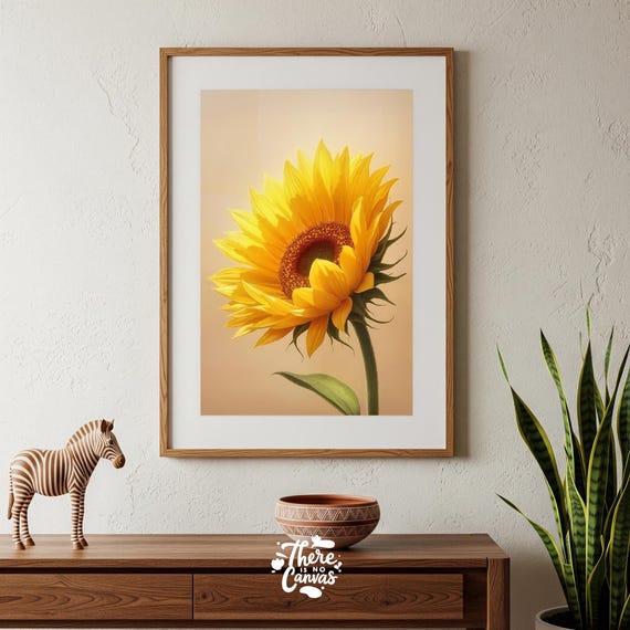 Sunflower Botanical Print Golden Floral Wall Art Multiple Sizes