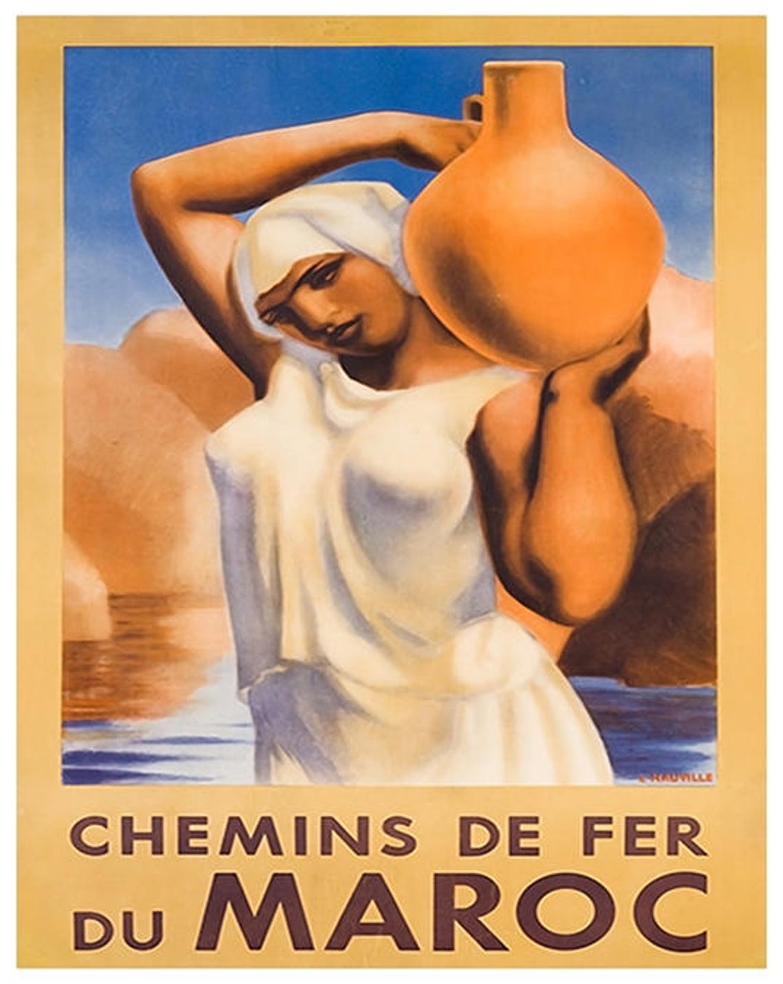Chemins De Fer Du Maroc Water Carrier Moroccan Railway Poster - Image 2