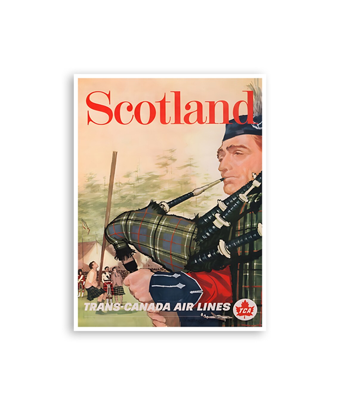 Vintage Scotland Travel Poster, Scottish Decor Print