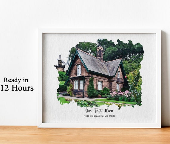 Custom Home Portrait Watercolor House Painting Home Painting Realtor Gift House Print Custom Watercolor Home Painting Housewarming