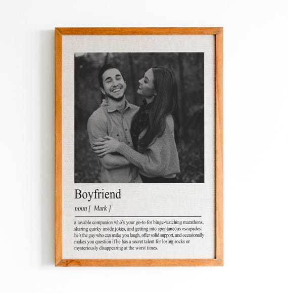 Boyfriend Definition Print Wall Art Print Gifts Boyfriend Wall Art Print Custom Photos Gift Quote Gift For Him