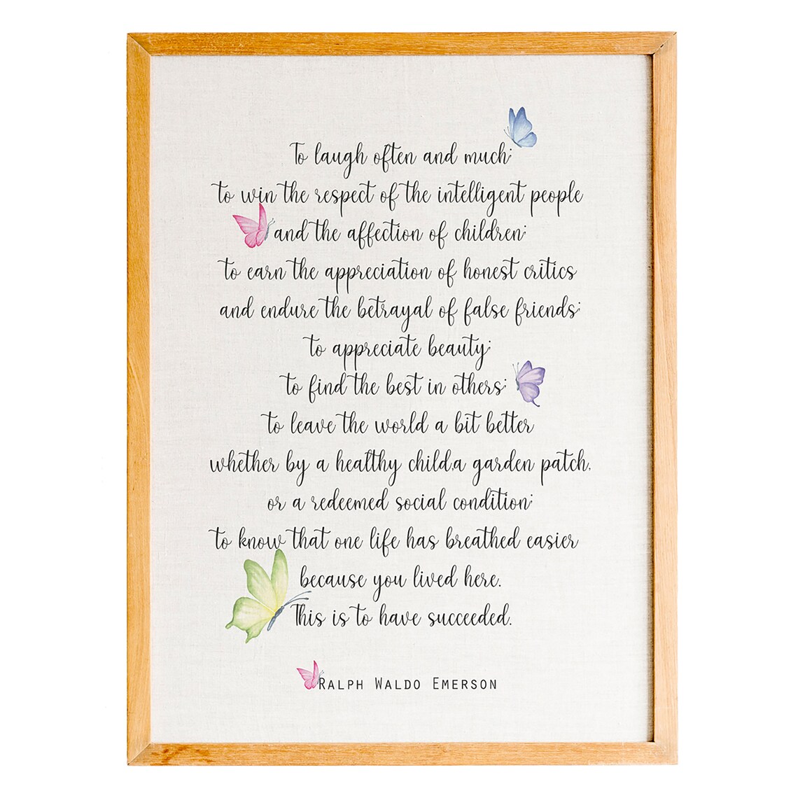 Ralph Waldo Emerson Laugh Often Much Success Poem Butterfly Poster