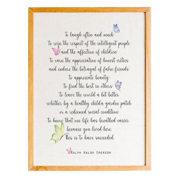 Ralph Waldo Emerson Laugh Often Much Success Poem Butterfly Poster