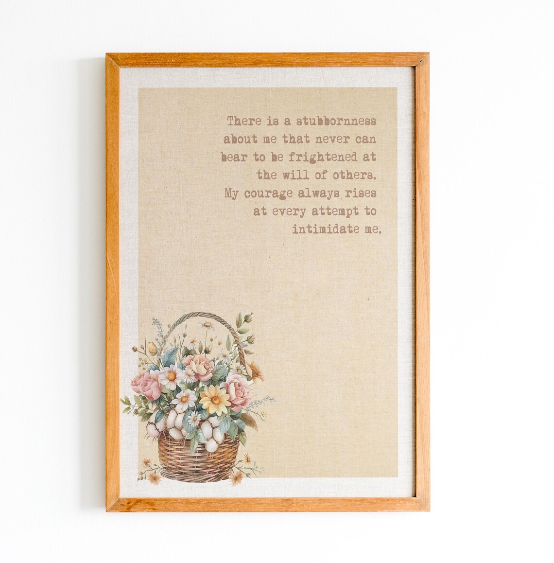 Pride and Prejudice Stubborn Courage Quote Art Vintage Paper Basket Poster