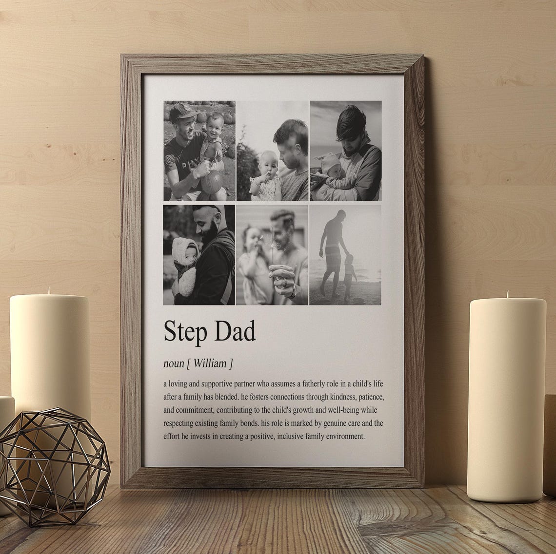 Personalized Step Dad Photo Collage Heartfelt Definition Gift Poster - Image 2