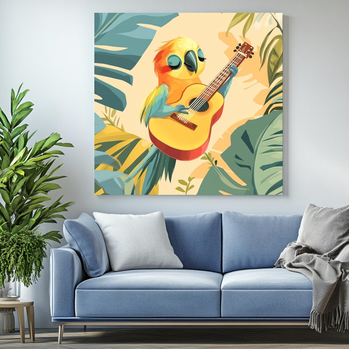 Parrot Guitar Wall Art, Modern Home Decor - Image 2