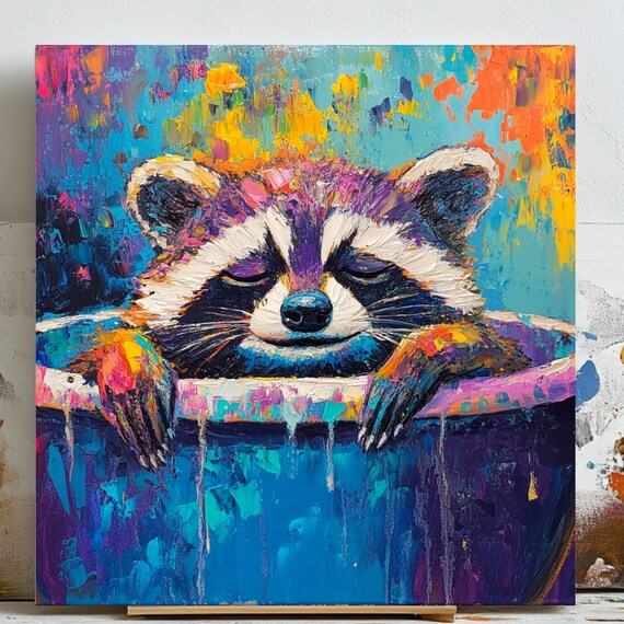 Raccoon In Bathtub Poster, Bathroom Decor
