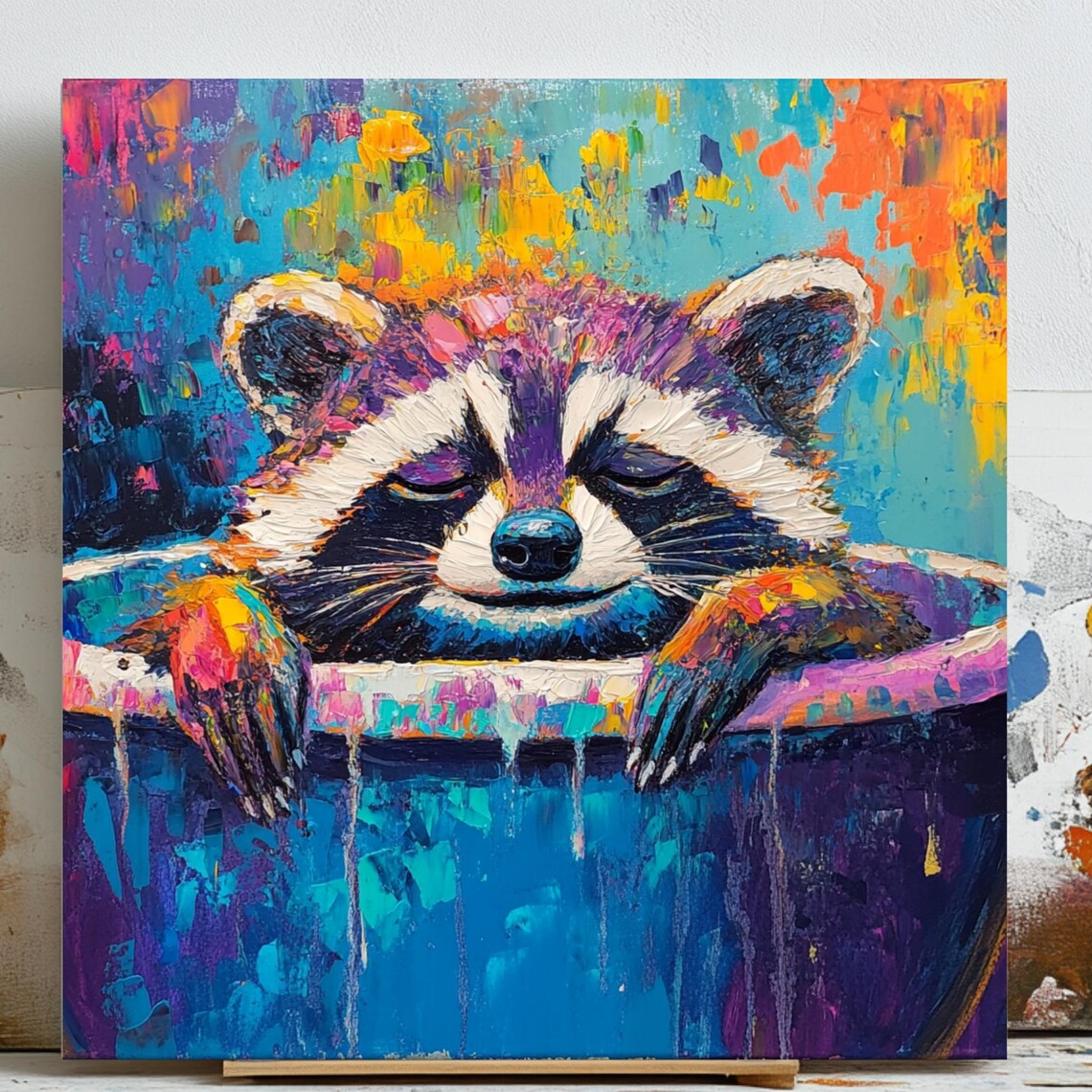 Raccoon In Bathtub Poster, Bathroom Decor