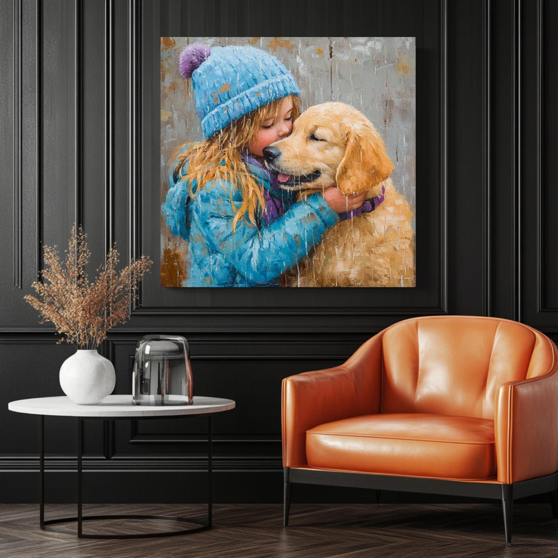Dog And Girl Art Print, Minimalist Nursery Decor - Image 3