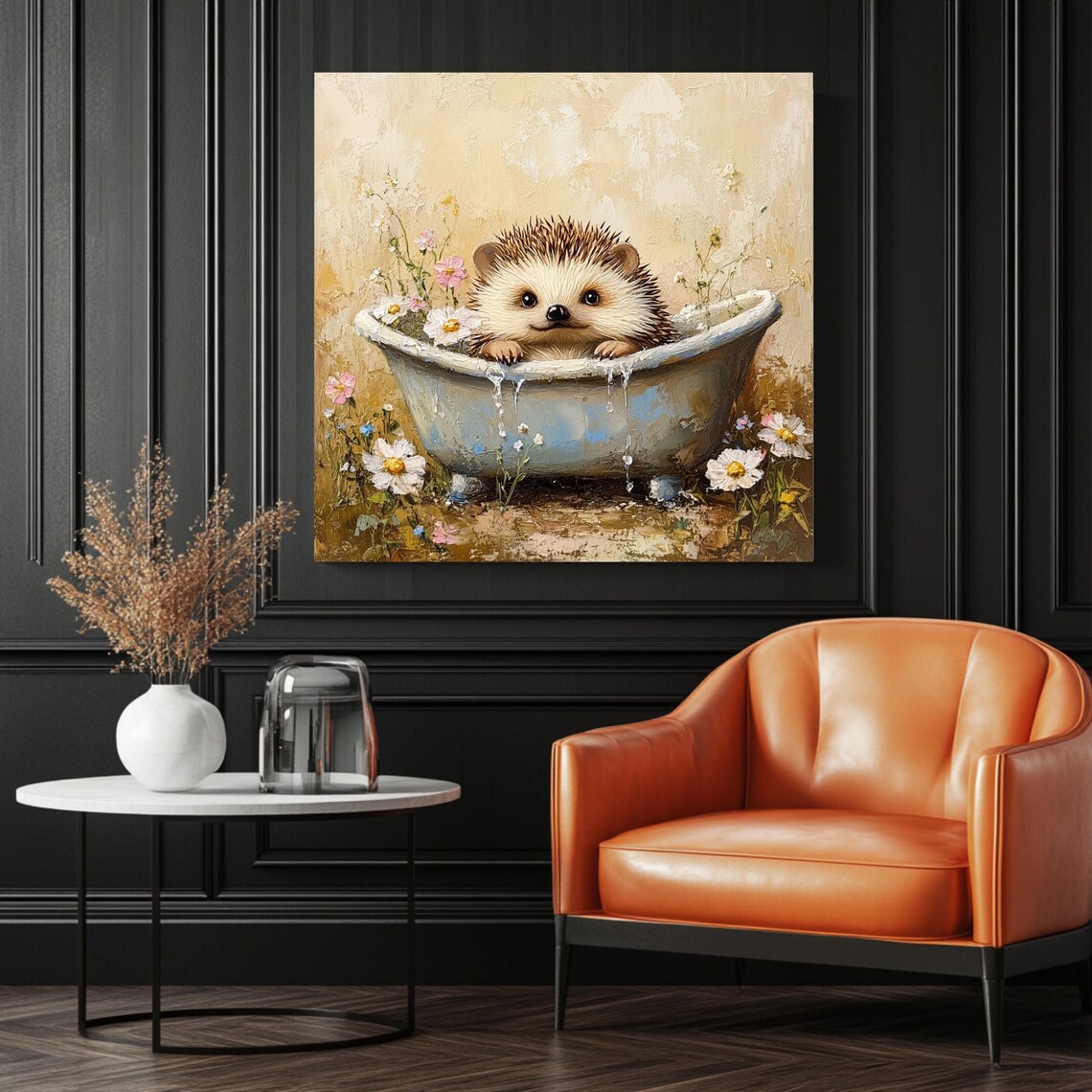 Hedgehog In Bathtub, Cute Animal Bathroom Decor - Image 3